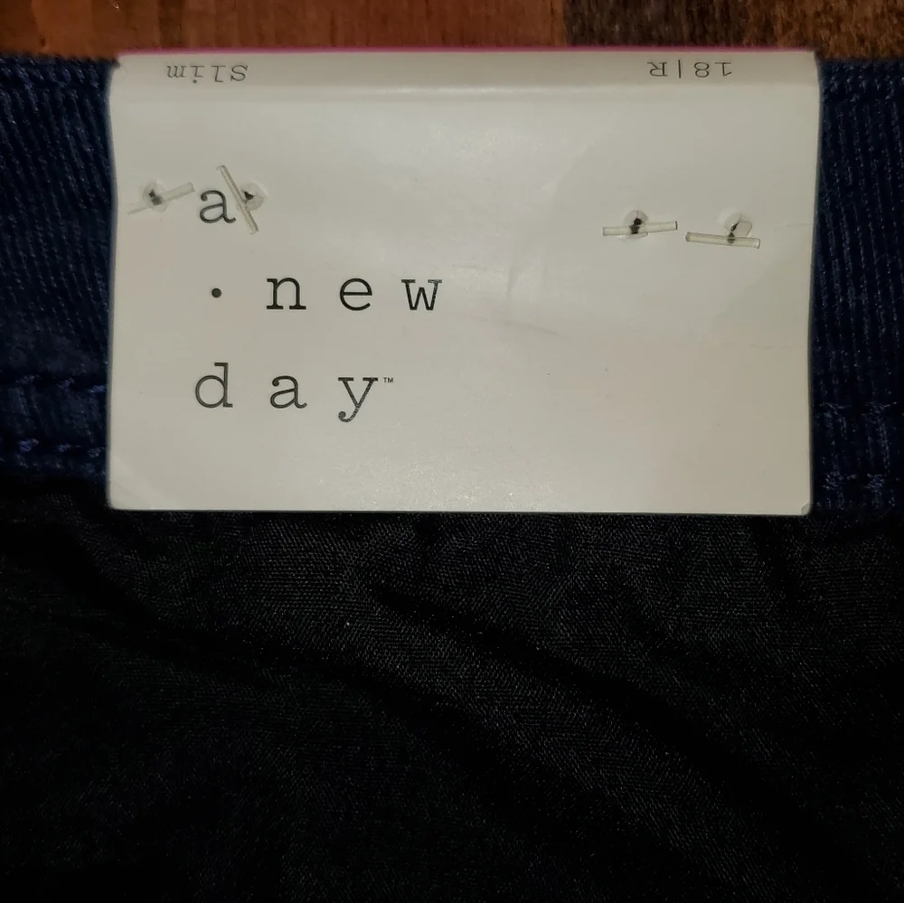 a new day corduroy blue pants Slim Size 18 NEW - Picture 8 of 12